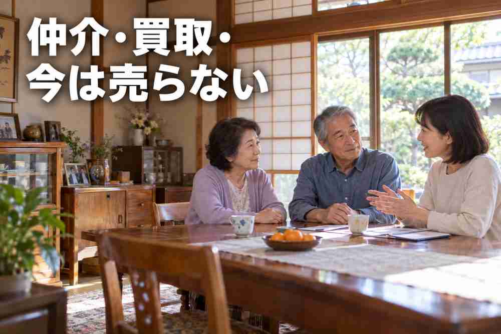 古い実家で話す家族-4